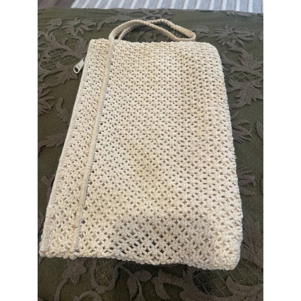 Vintage Macrame Clutch Boho Purse Beads Crochet‎